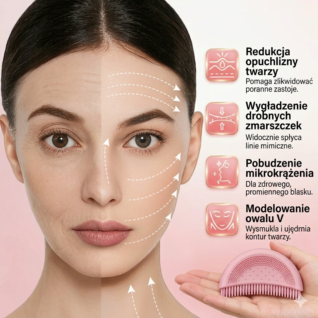 Szczotka do konturowania limfatycznego twarzy | Blush Pink