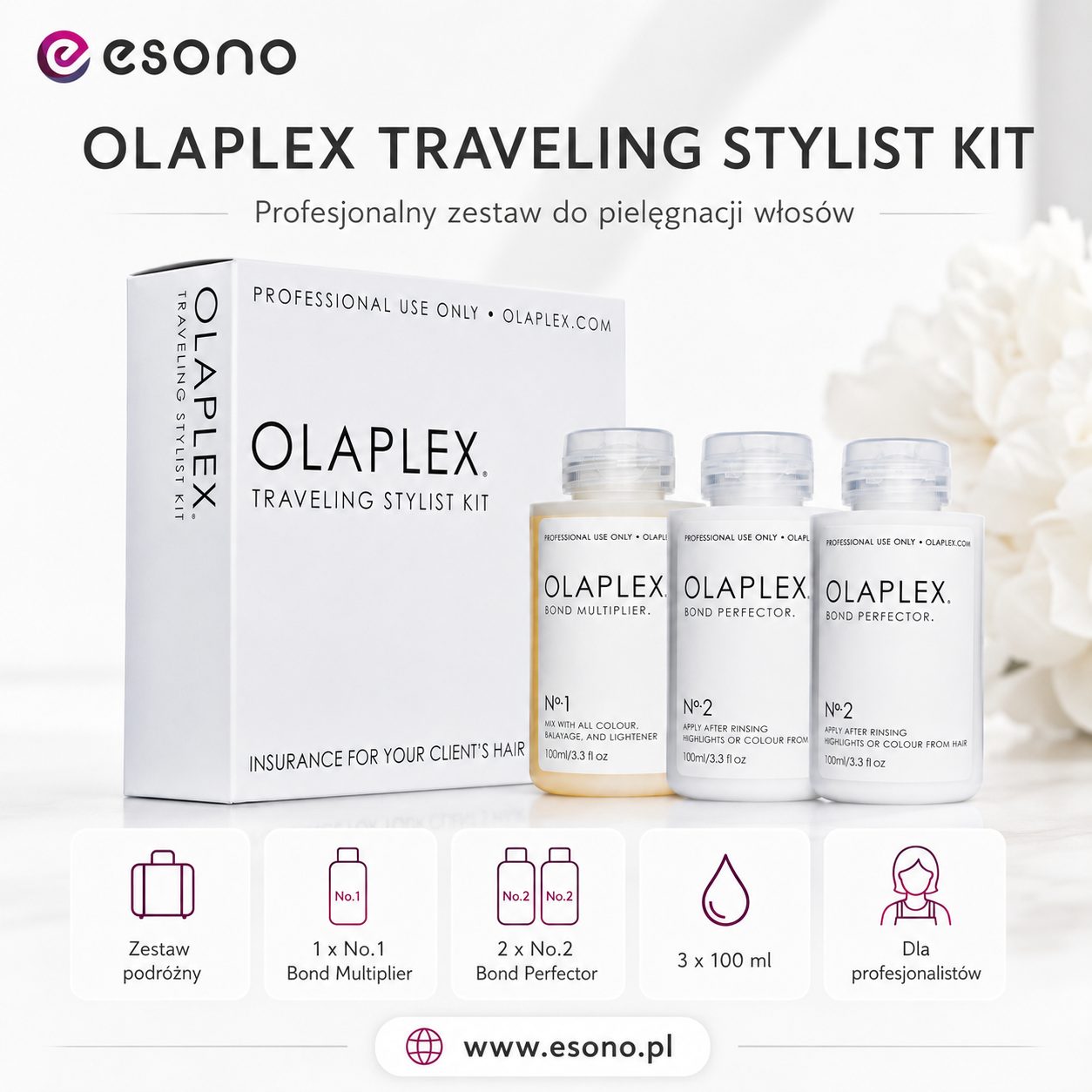 OLAPLEX TRAVELING STYLIST KIT No.1 100 ml + 2x No.2 100 ml