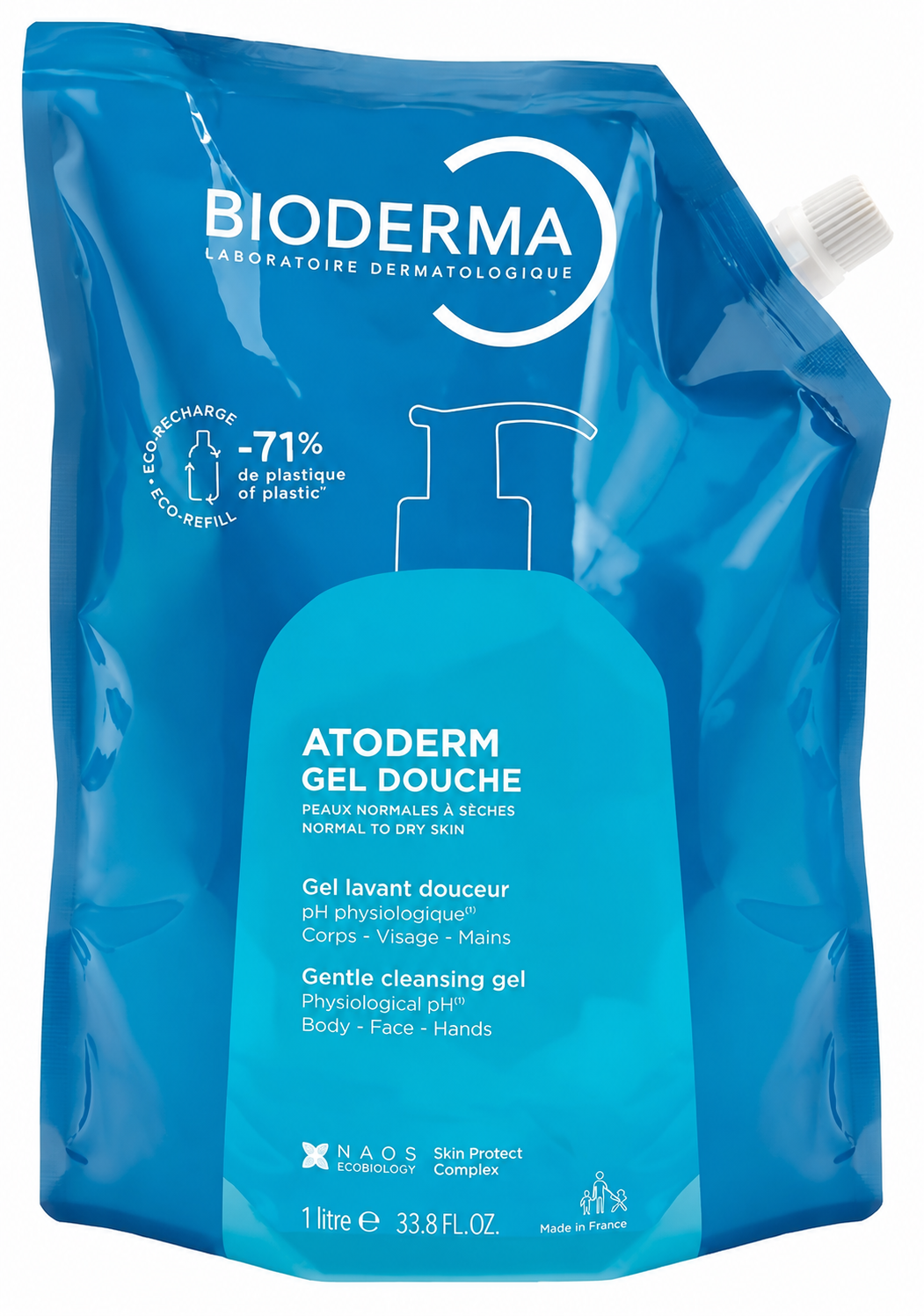 Bioderma Atoderm Refill Zmiękczający Żel Pod Prysznic Bez Dodatku Mydła 1000 ml