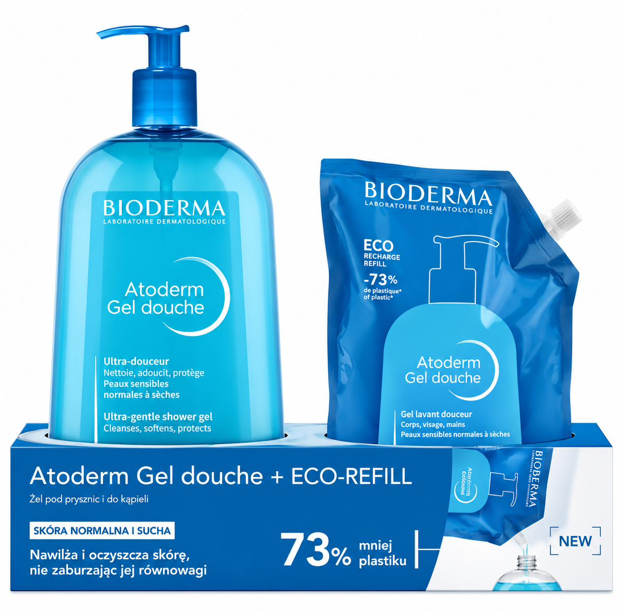 Bioderma Atoderm Zestaw Żel pod prysznic i do kąpieli 1000 ml + Eco-Refill 1000 ml
