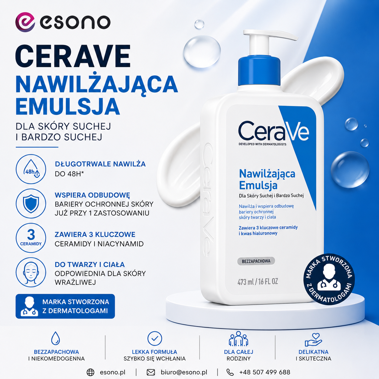 CeraVe Nawilżająca emulsja do skóry suchej i bardzo suchej 473 ml