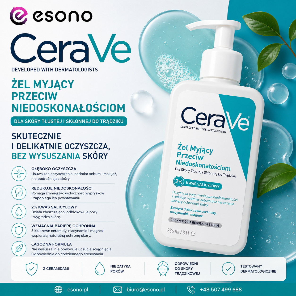 CeraVe Żel Myjący Przeciw Niedoskonałościom 236 ml