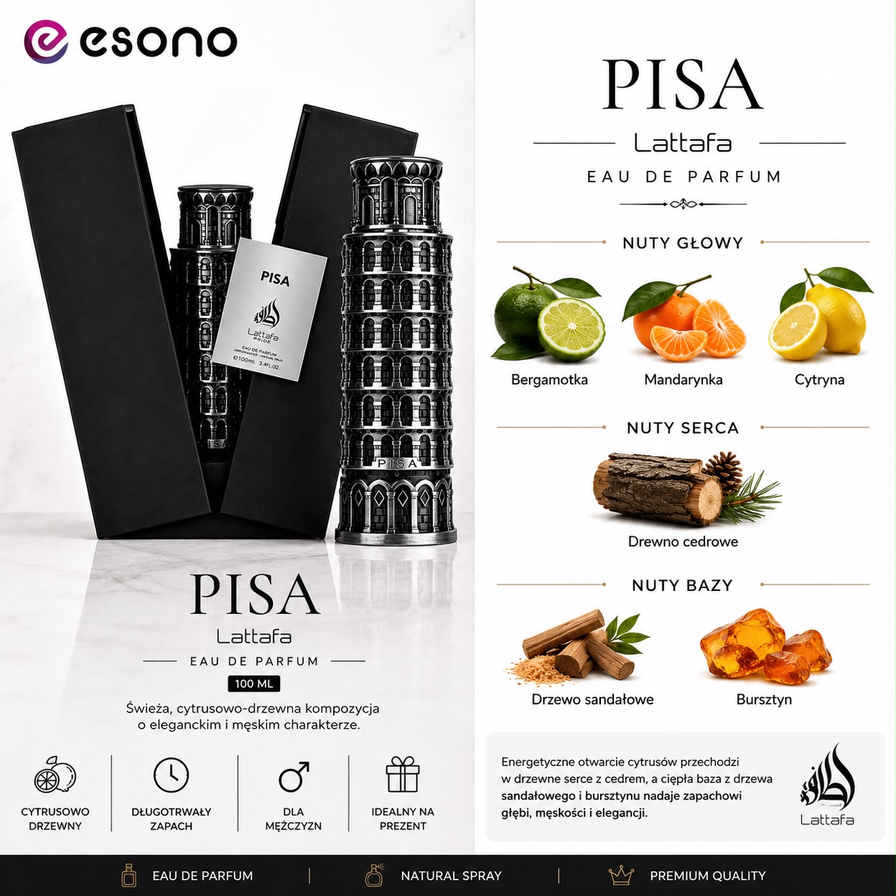 Lattafa Pisa Eau de Parfum 100 ml – perfumy męskie