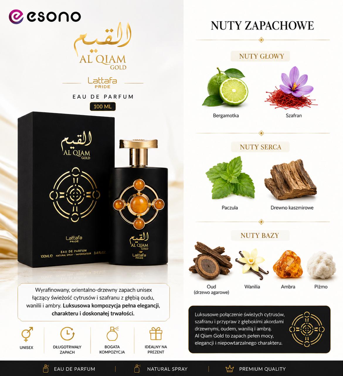 Lattafa Pride Al Qiam Gold Eau de Parfum 100 ml – perfumy unisex