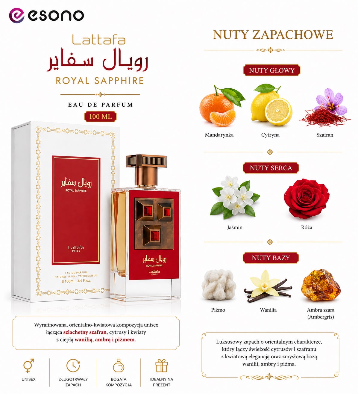 Lattafa Pride Royal Sapphire Eau de Parfum 100 ml – perfumy unisex