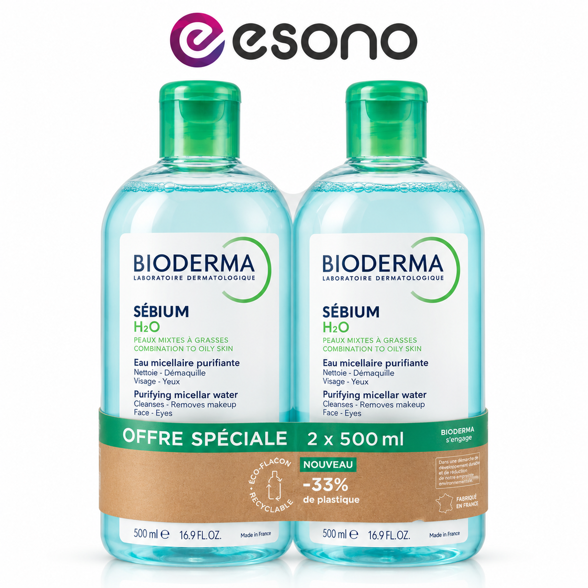 Bioderma Sébium H2O Płyn Micelarny do Skóry Mieszanej i Tłustej 2 × 500 m